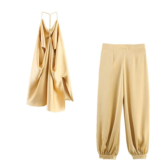 Satin Jogger Pants Set