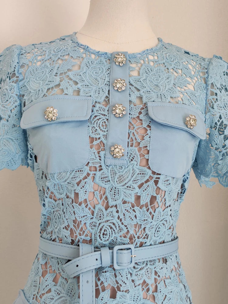 Blue Embroidery Dress