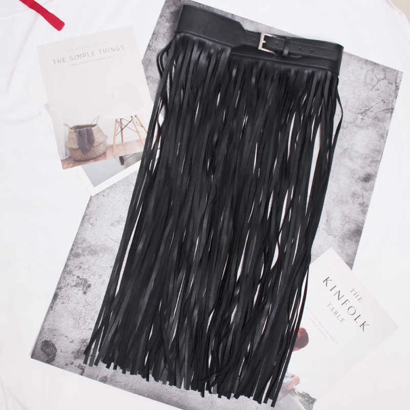 Carla Pu Leather Long Tassel Belt
