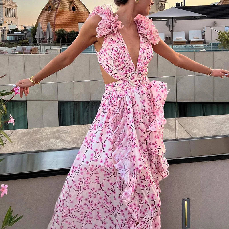 Barbara Ruffle Floral Printed Dress