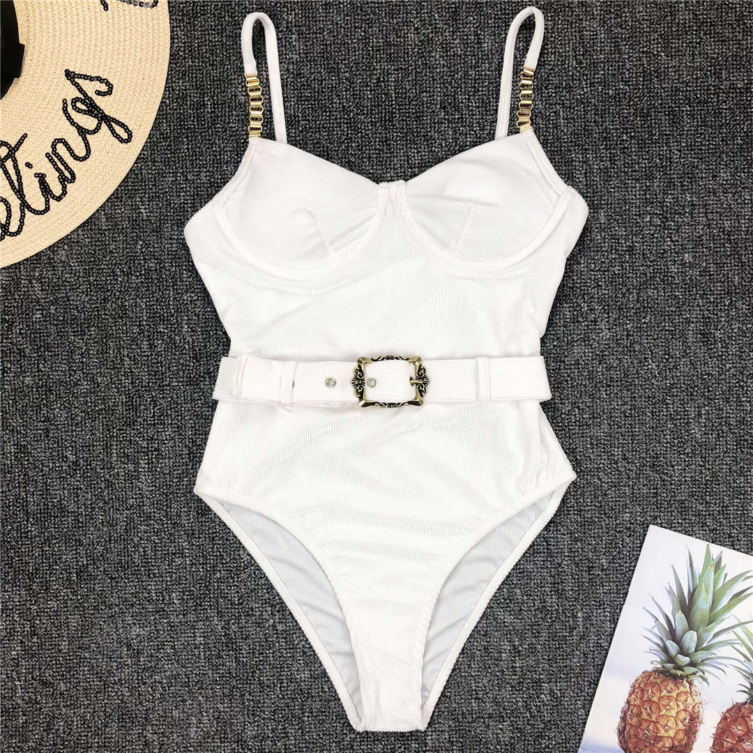 Ribbed SwimSuit With Belt