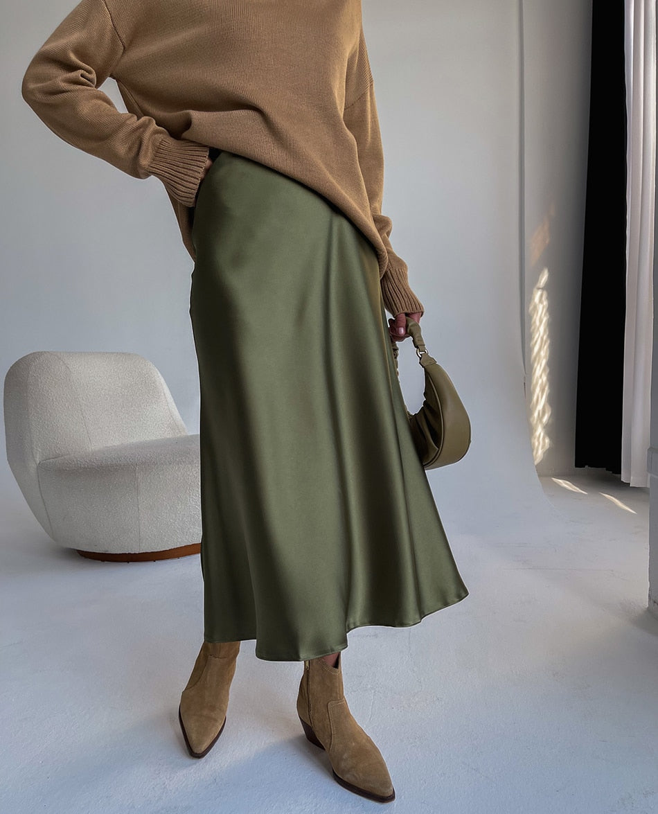 Irma Long Satin Skirt