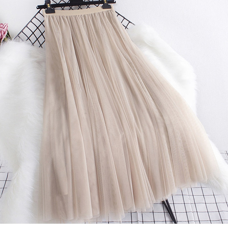 A LINE Long Tulle Skirt