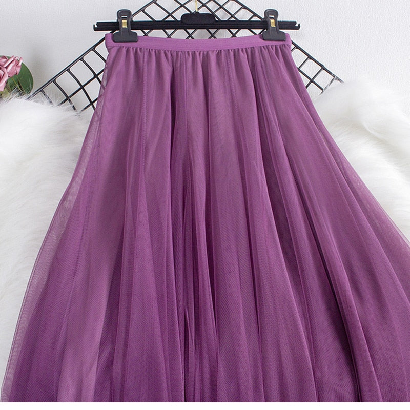 A LINE Long Tulle Skirt