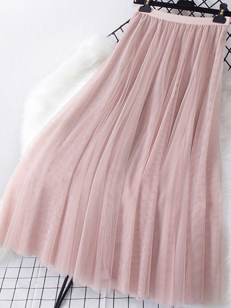 A LINE Long Tulle Skirt