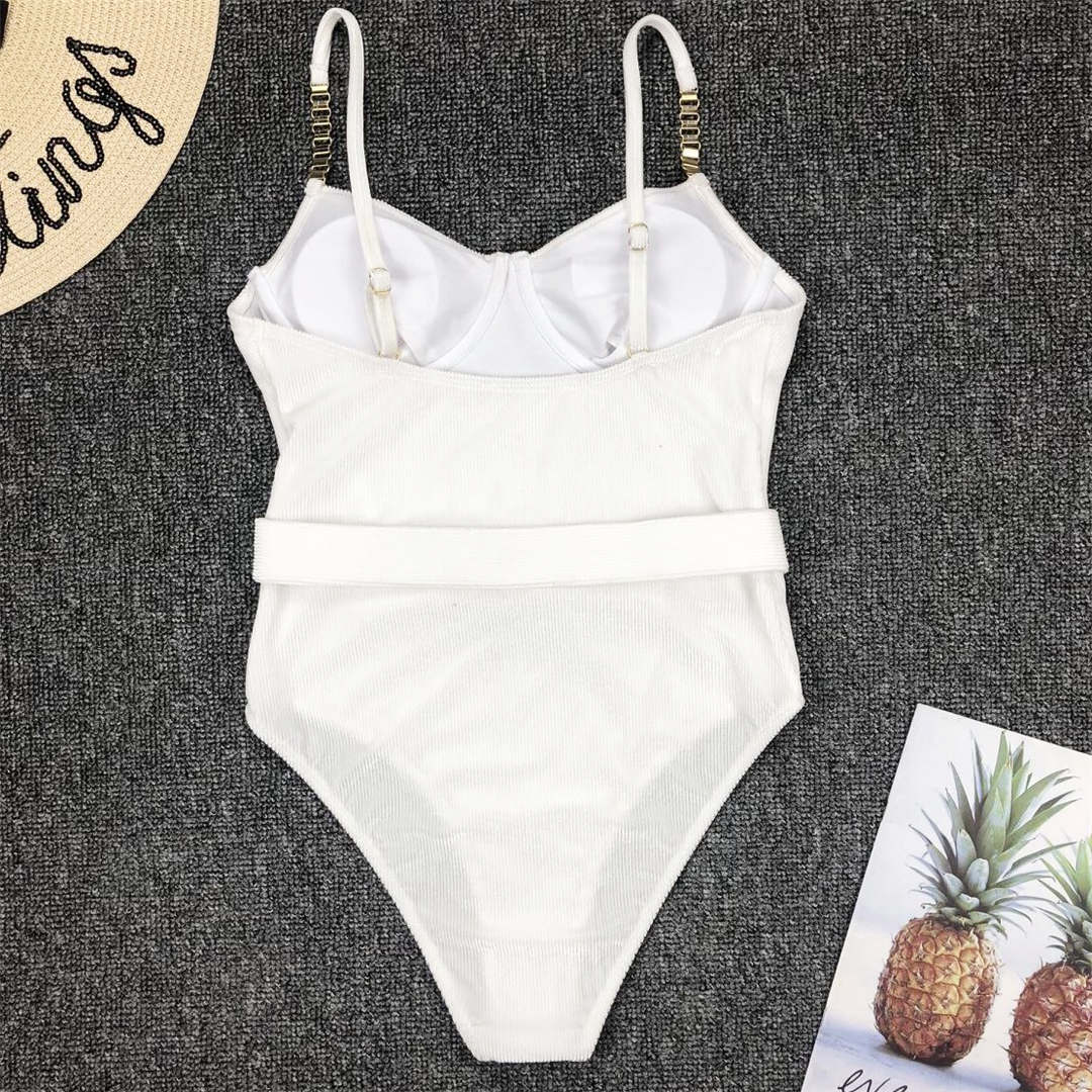 Ribbed SwimSuit With Belt
