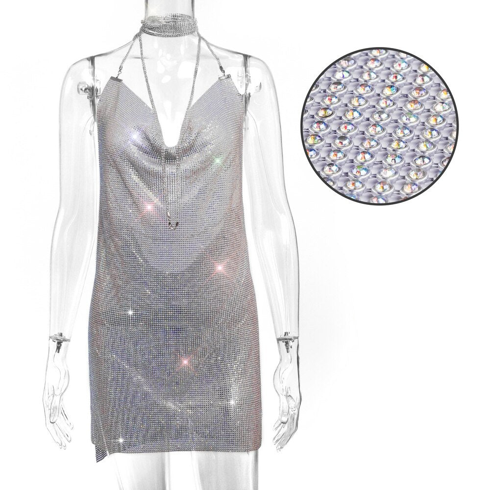 knee length dresses for ladies Shine Bright Like A Diamond Rhinestone Mini Dress