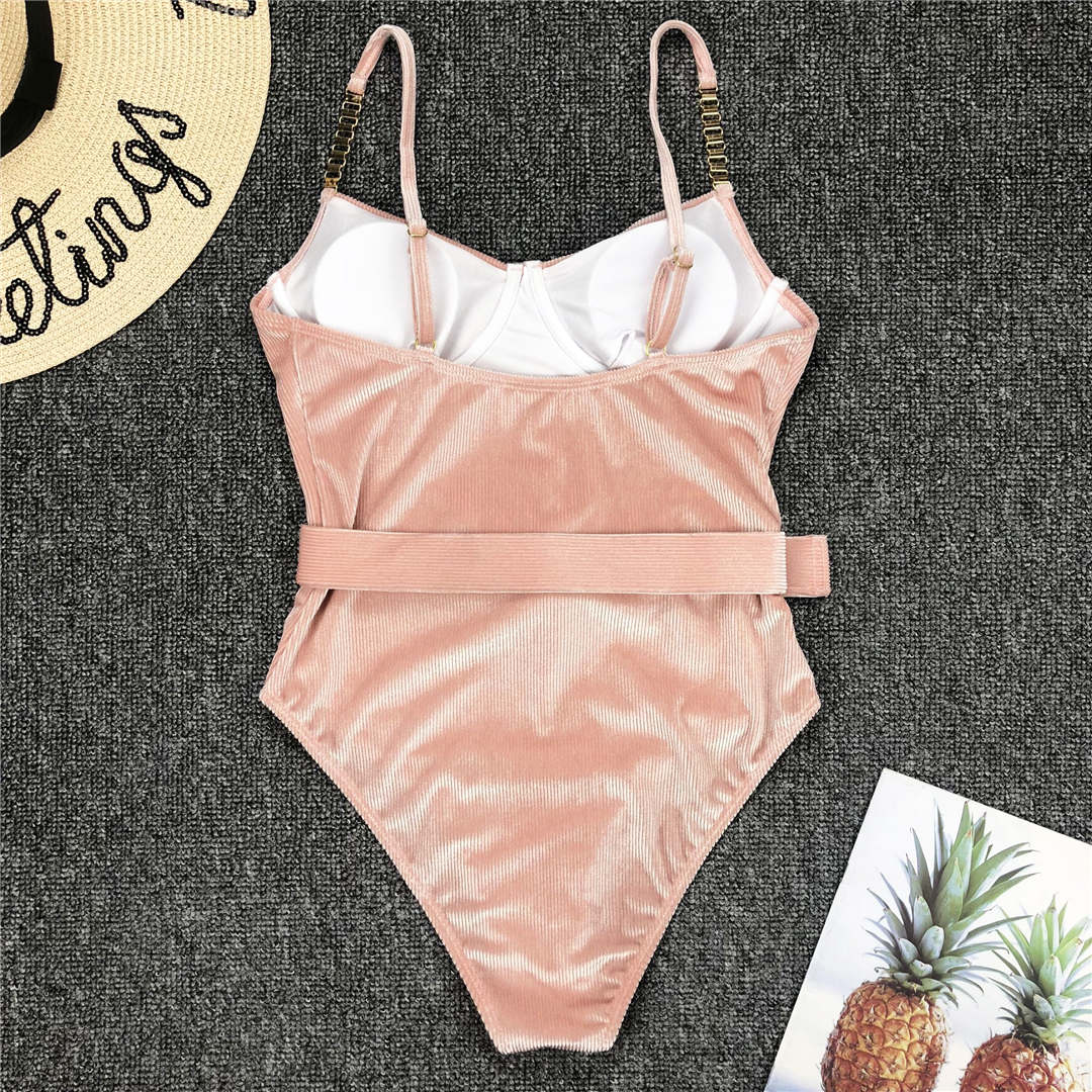 Ribbed SwimSuit With Belt
