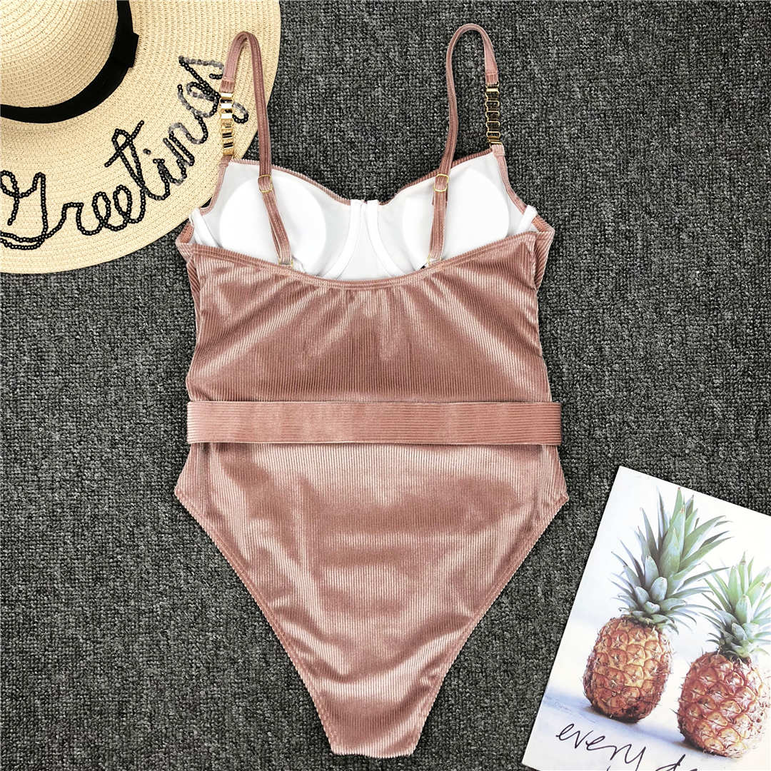 Ribbed SwimSuit With Belt