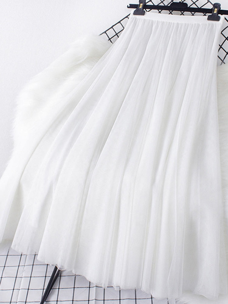 A LINE Long Tulle Skirt