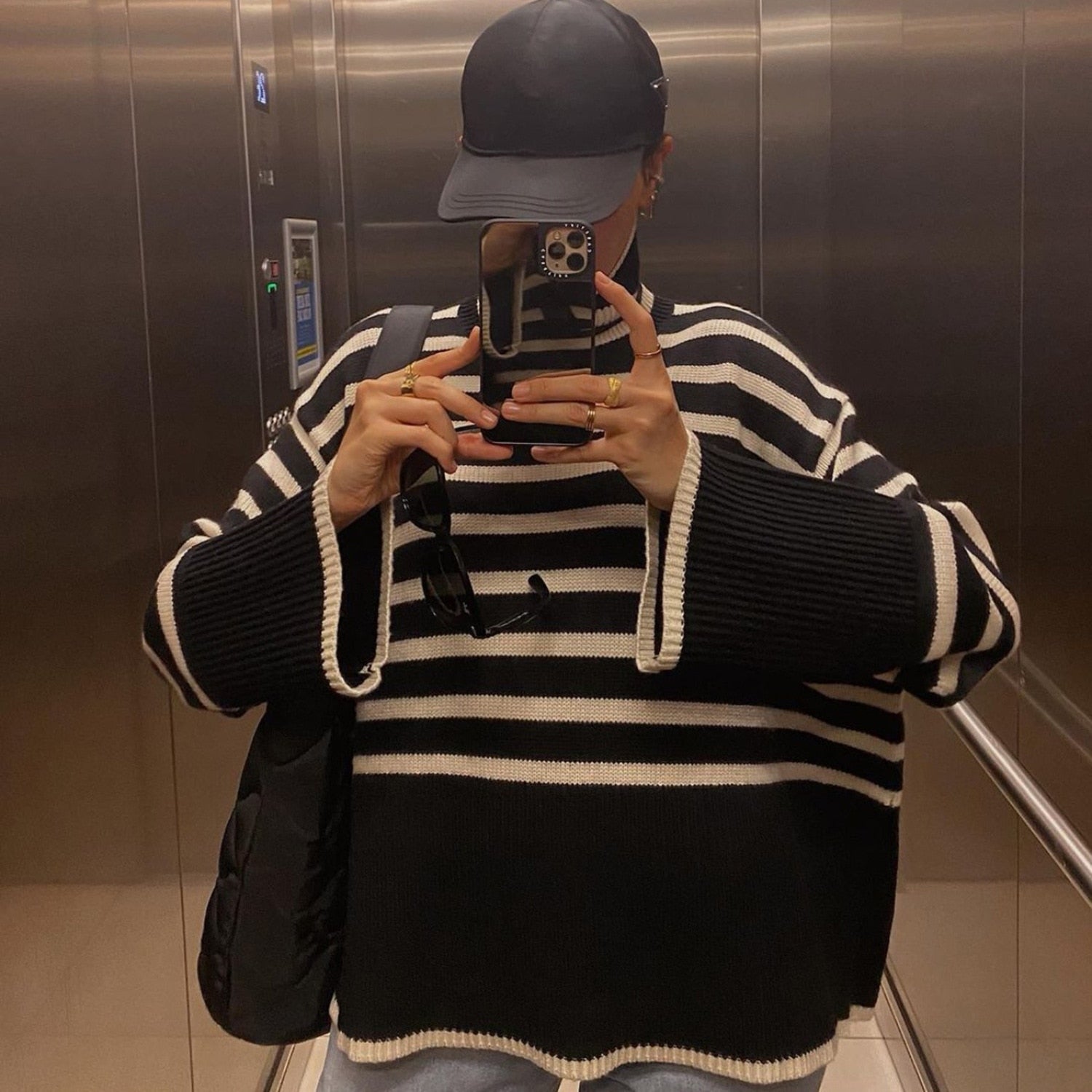 Striped Print Loose Pullover