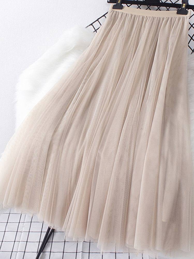 A LINE Long Tulle Skirt