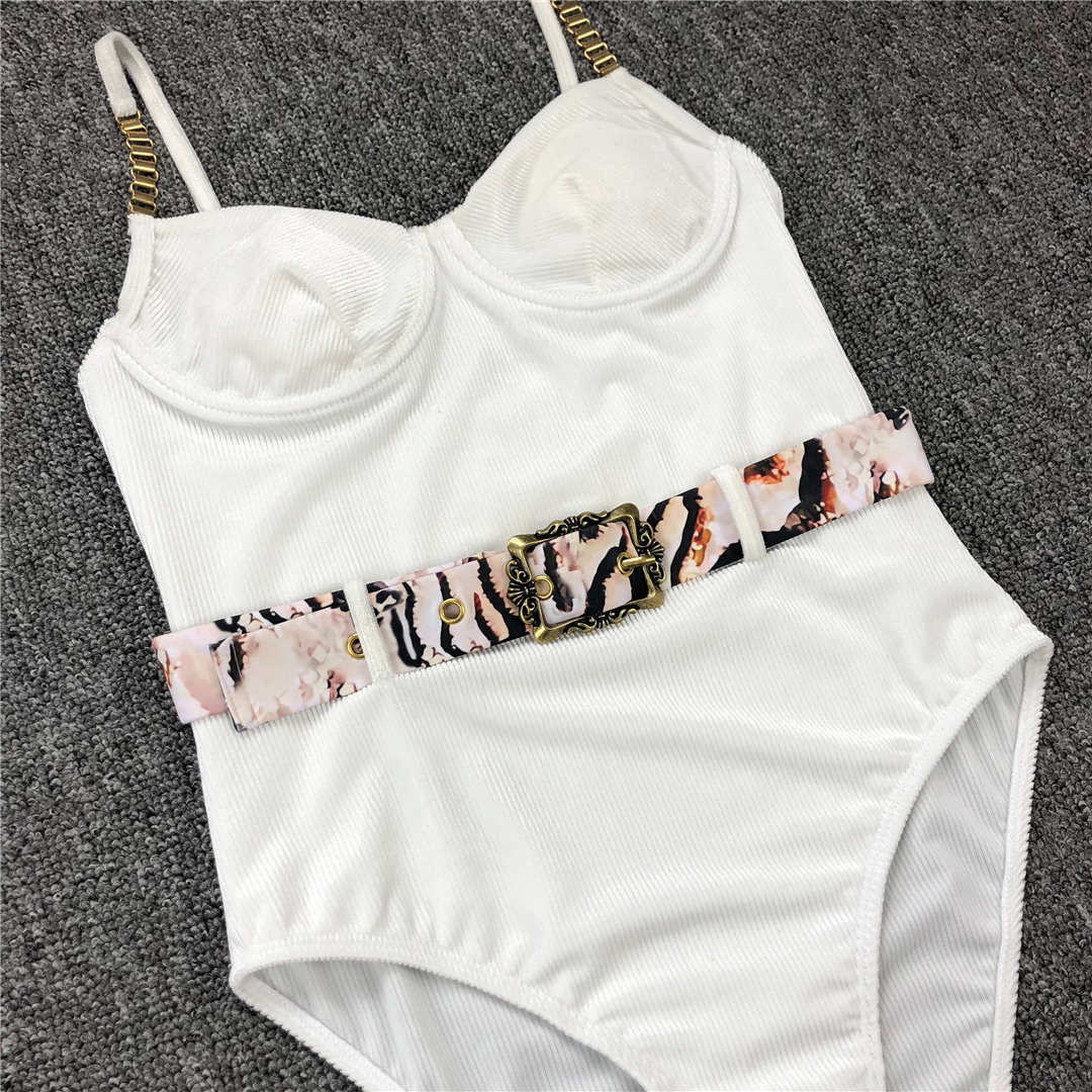 Ribbed SwimSuit With Belt