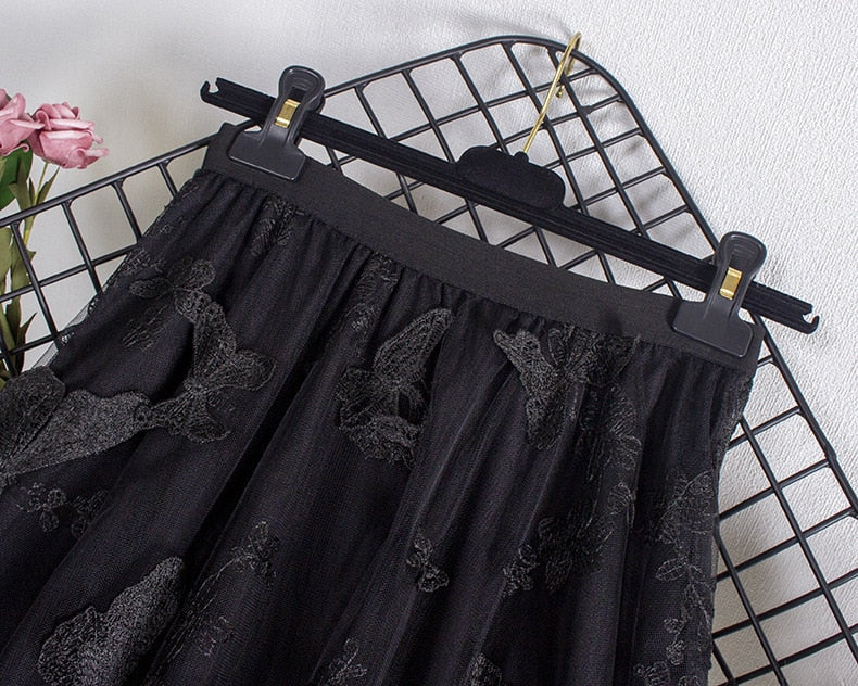 Butterfly Tulle Long Skirt