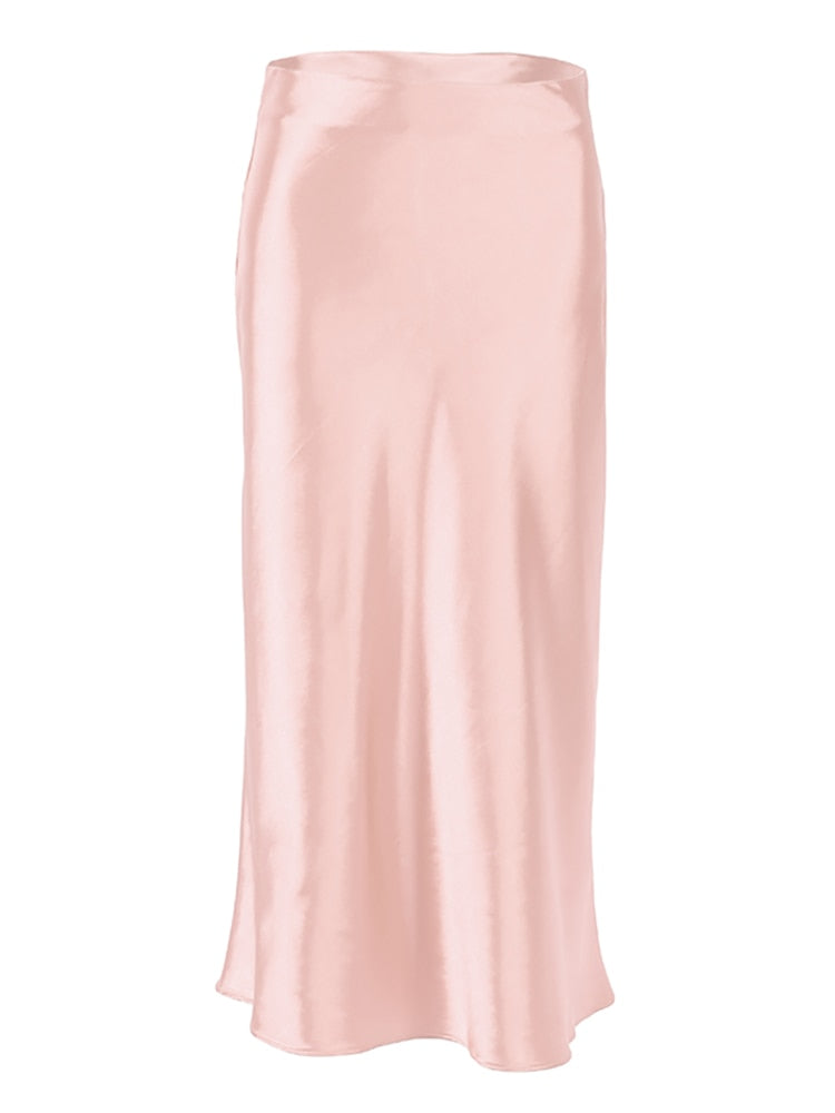 Irma Satin Silk Midi Skirt