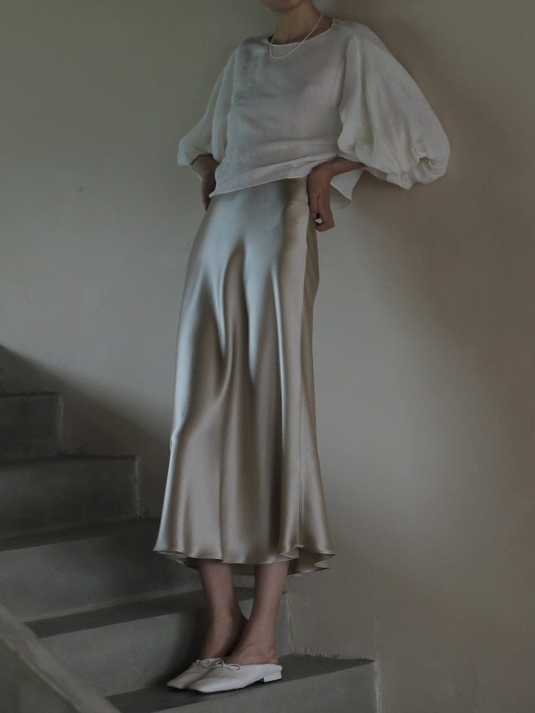 IRMA LONG SATIN SKIRT