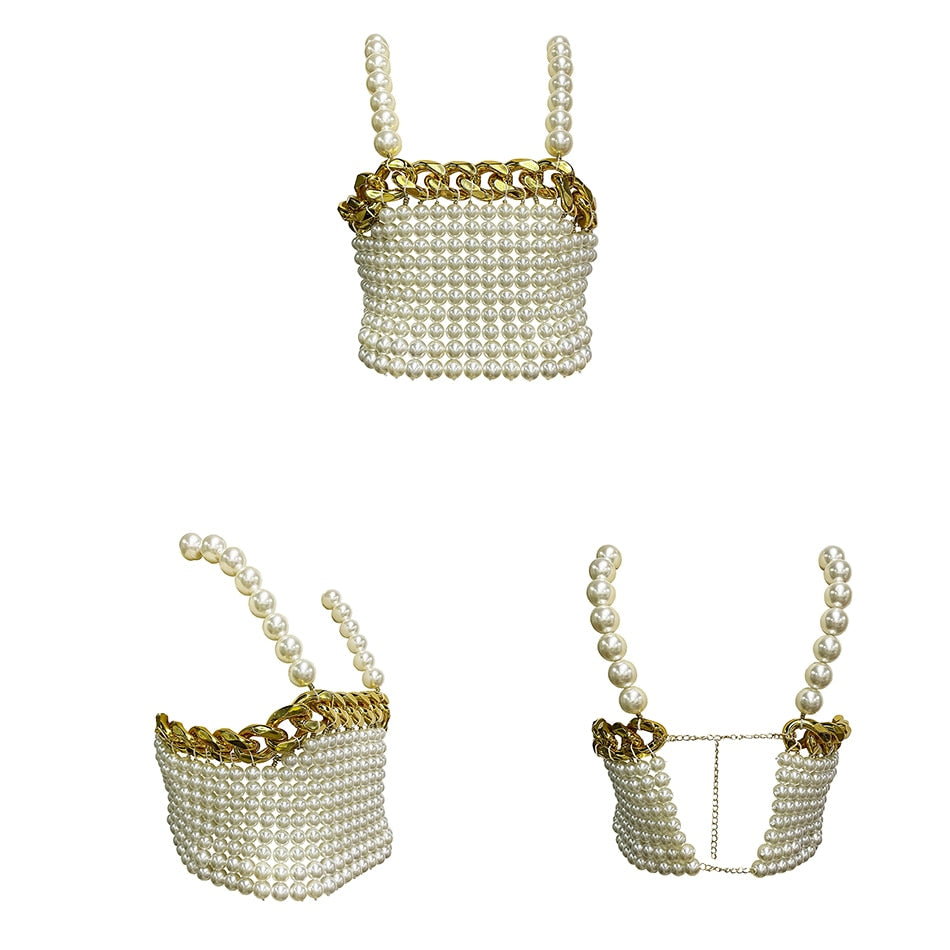 Pearl Top with gold chain