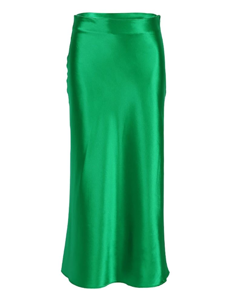 Irma Satin Silk Midi Skirt