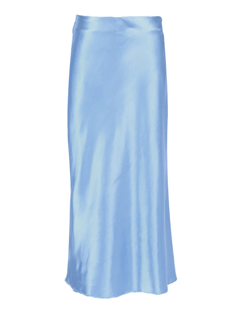 Irma Satin Silk Midi Skirt