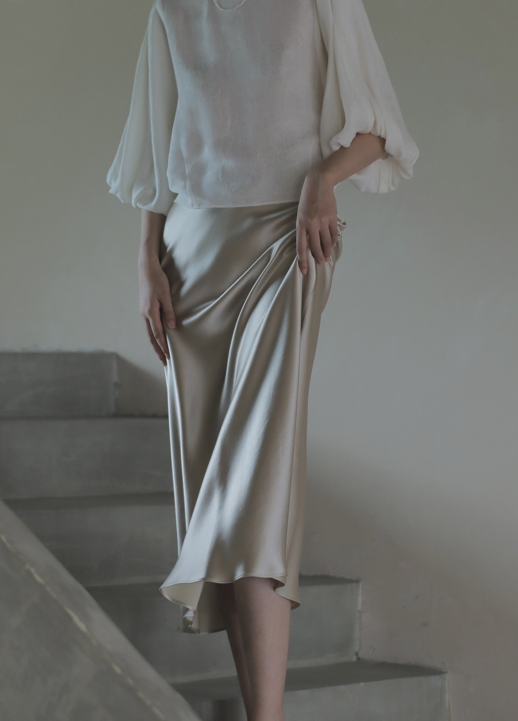 IRMA LONG SATIN SKIRT