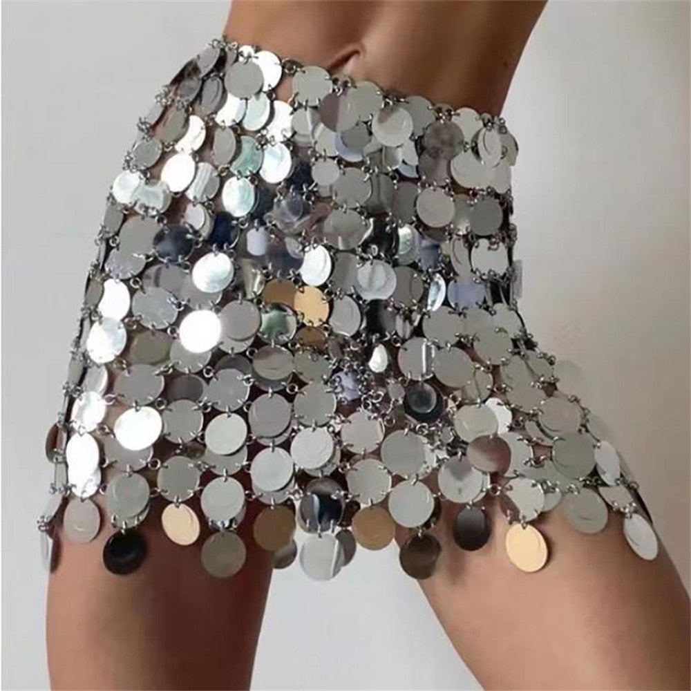 Shiny Sequins Mini Skirt