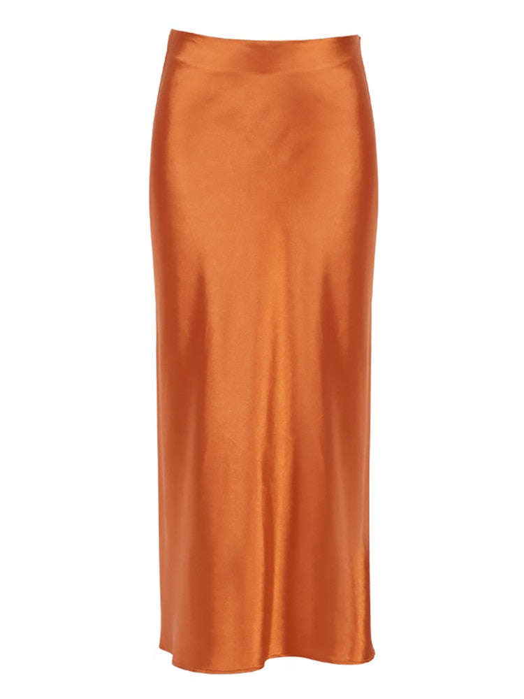 Irma Satin Silk Midi Skirt