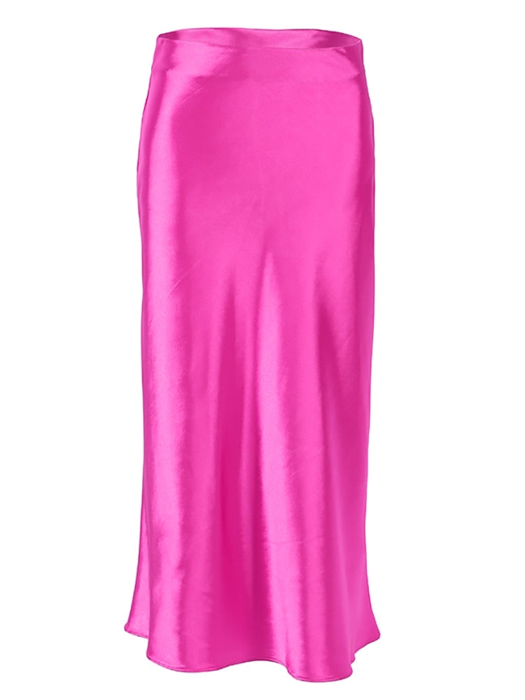 Irma Satin Silk Midi Skirt
