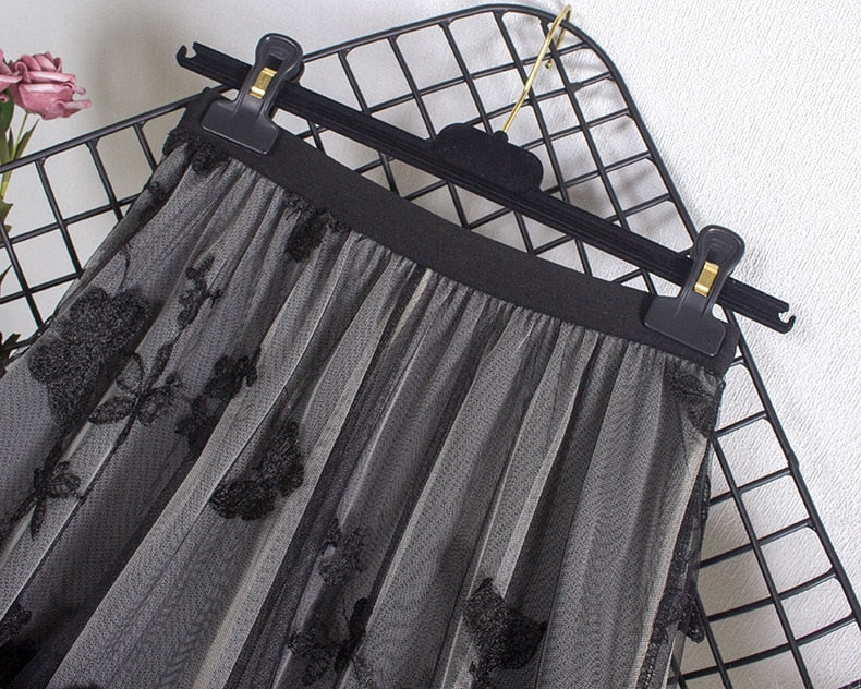 Butterfly Tulle Long Skirt