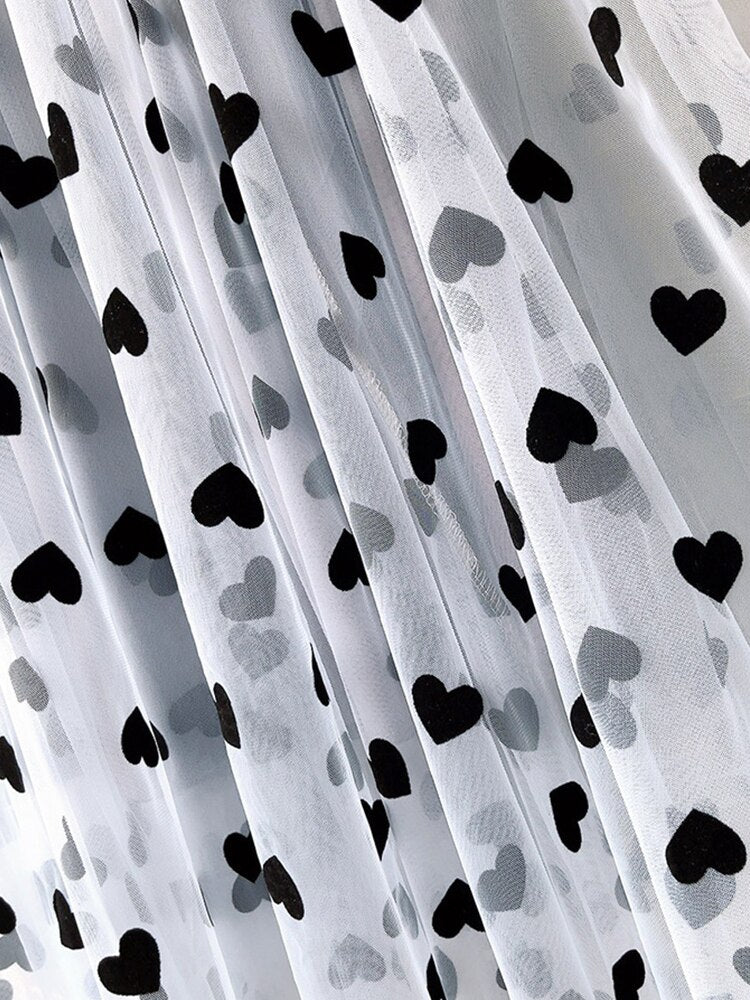 Tulle Heart Print Skirt
