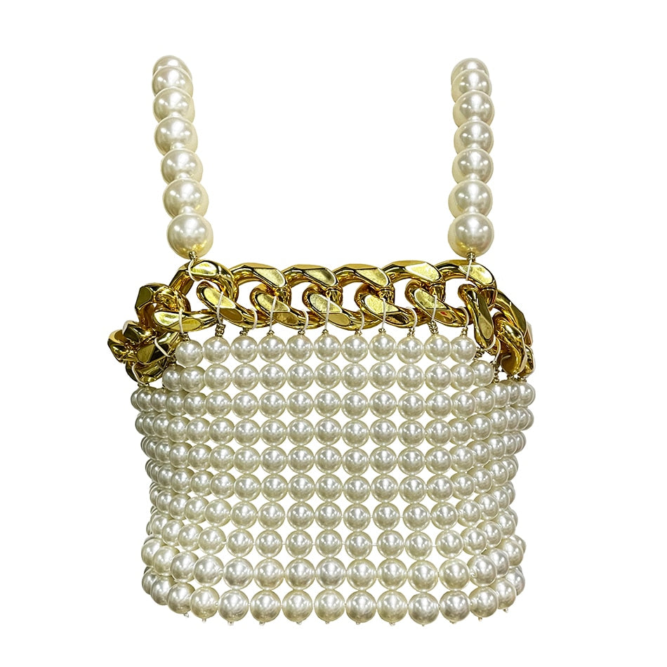 Pearl Top with gold chain