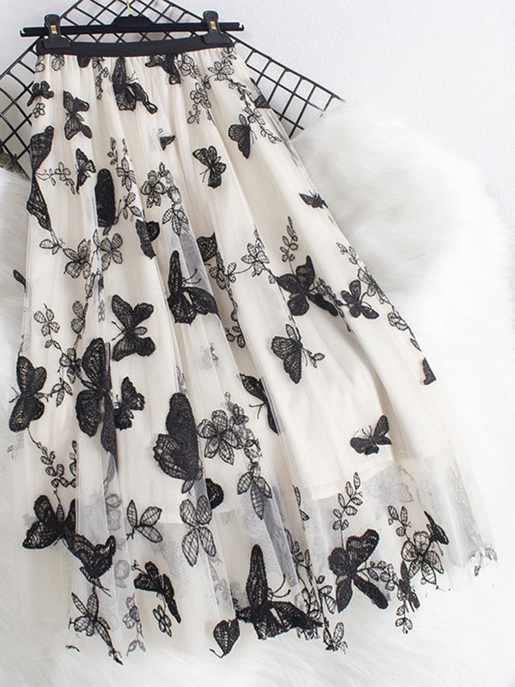 Butterfly Tulle Long Skirt