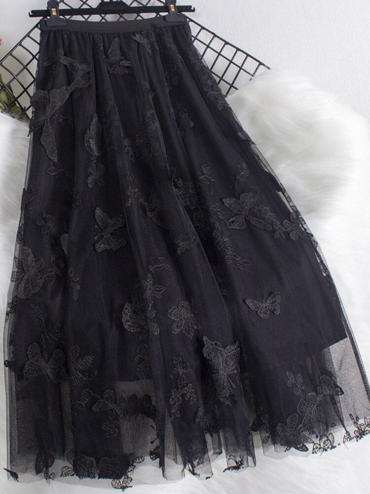 Butterfly Tulle Long Skirt
