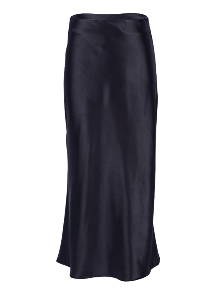 Irma Satin Silk Midi Skirt
