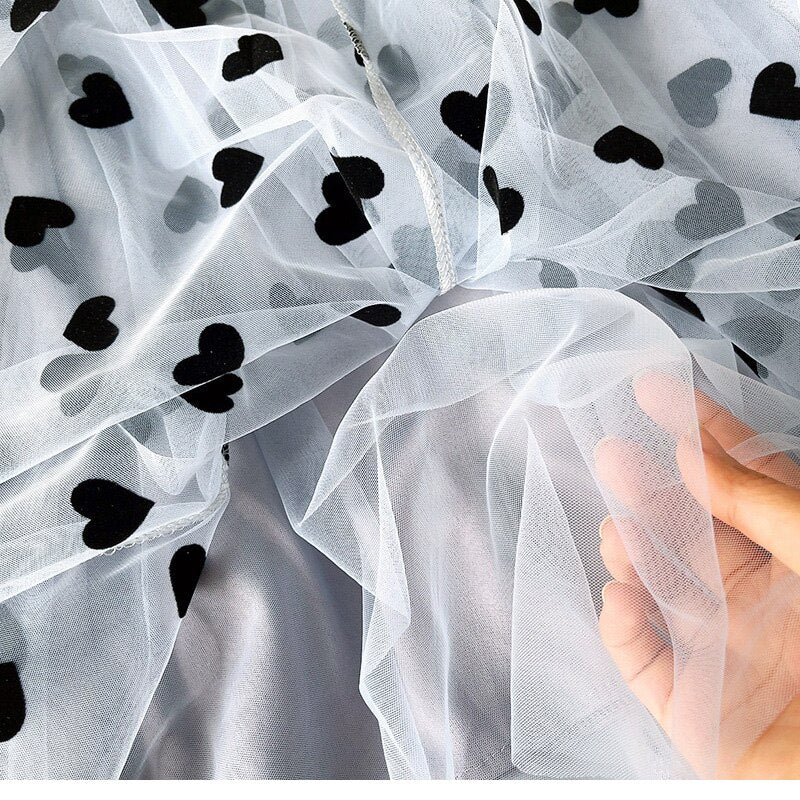 Tulle Heart Print Skirt