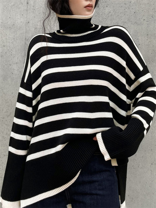 Striped Print Loose Pullover