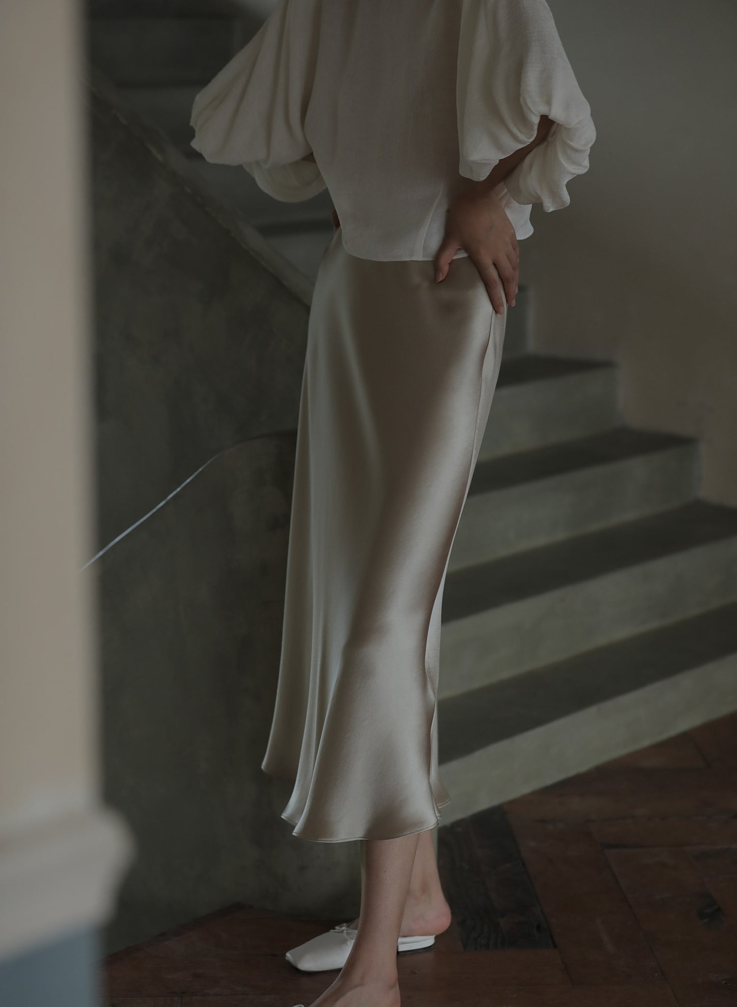 IRMA LONG SATIN SKIRT