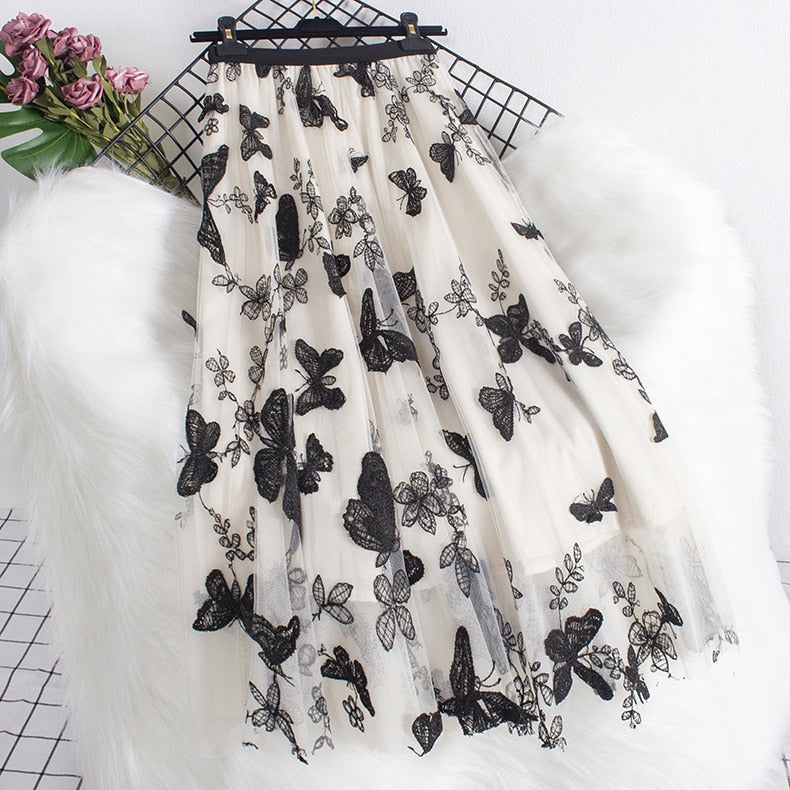 Butterfly Tulle Long Skirt