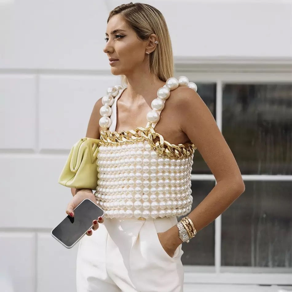 Pearl Top with gold chain
