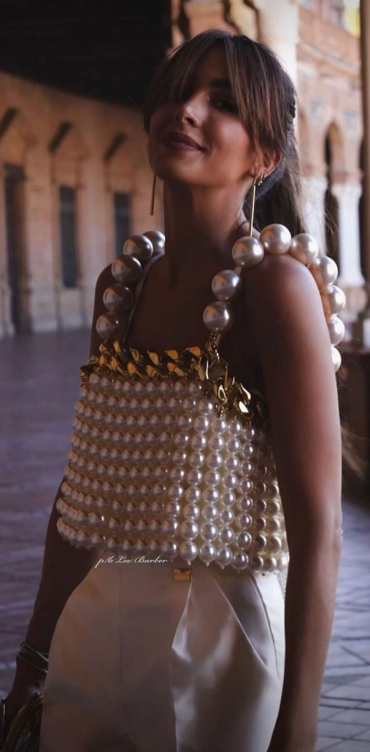 Pearl Top with gold chain