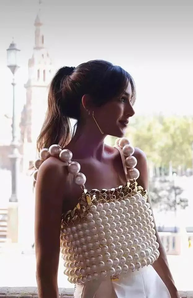 Pearl Top with gold chain