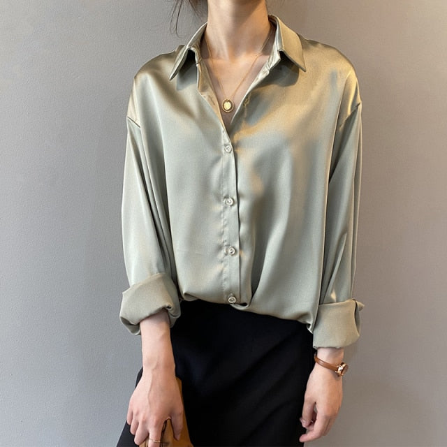Satin Silk Shirt Blouse