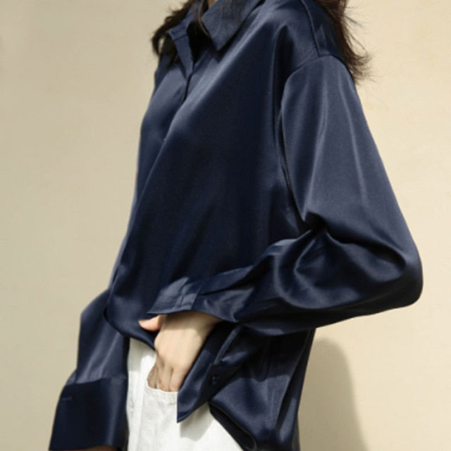 Satin Silk Shirt Blouse
