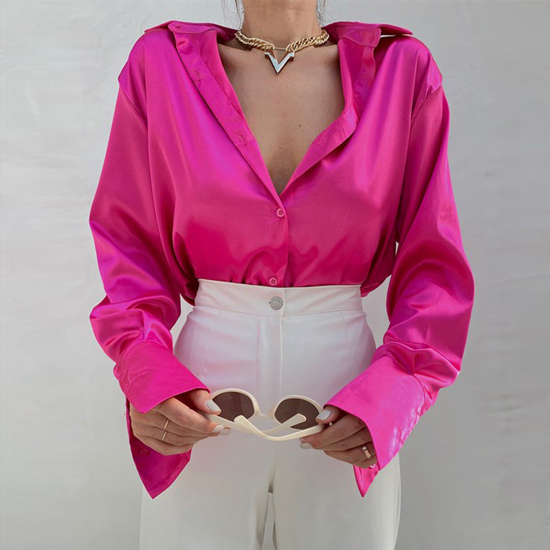 Satin Long Sleeve Blouse