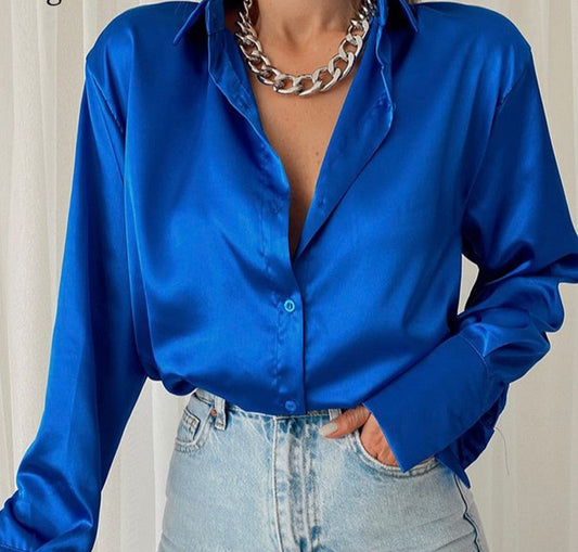 Satin Long Sleeve Blouse