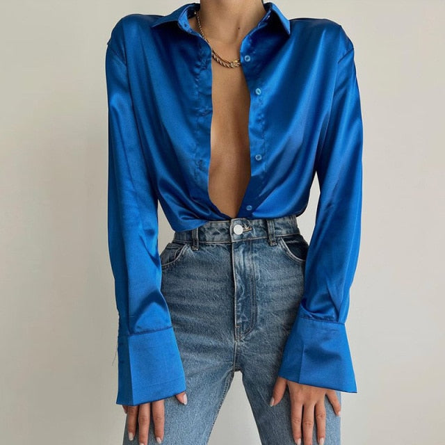 Satin Long Sleeve Blouse