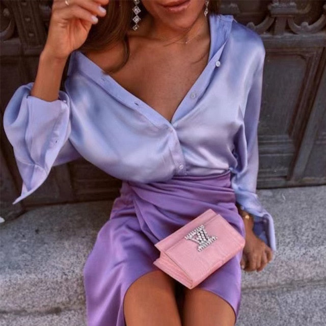 Satin Long Sleeve Blouse