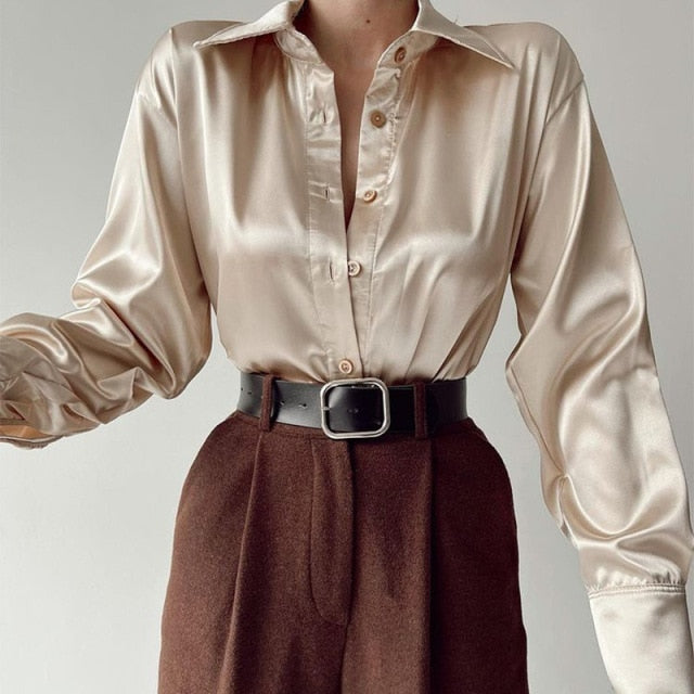 Satin Long Sleeve Blouse