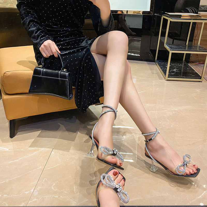 Square Toe Rhinestone Sandals