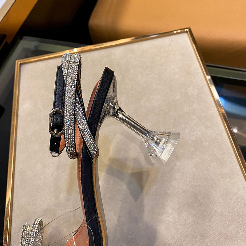 Square Toe Rhinestone Sandals