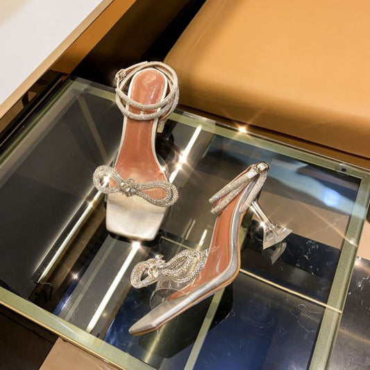 Square Toe Rhinestone Sandals